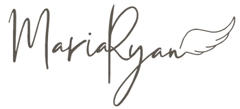 Brown MariaRyan logo with a wing coming off the right hand side
