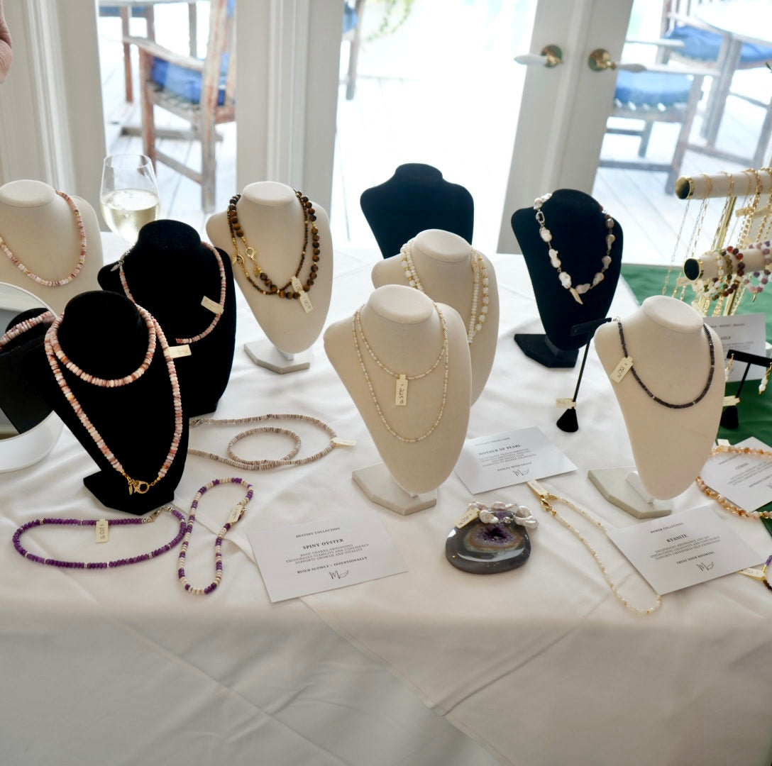 Trunk show display of exclusive MariaRyan Jewelry pieces 