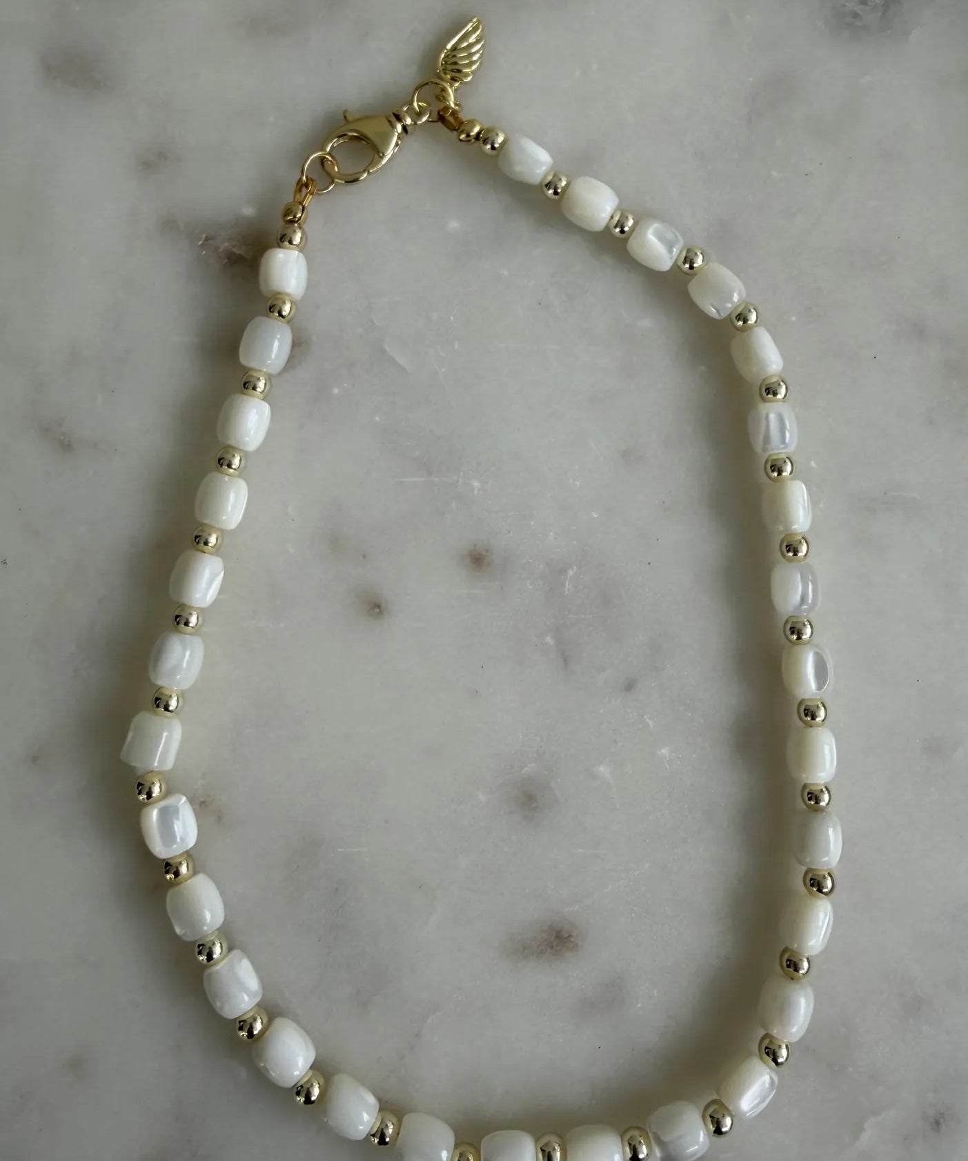 Mother of Pearl: "Evolve with Grace" Barrel Necklace